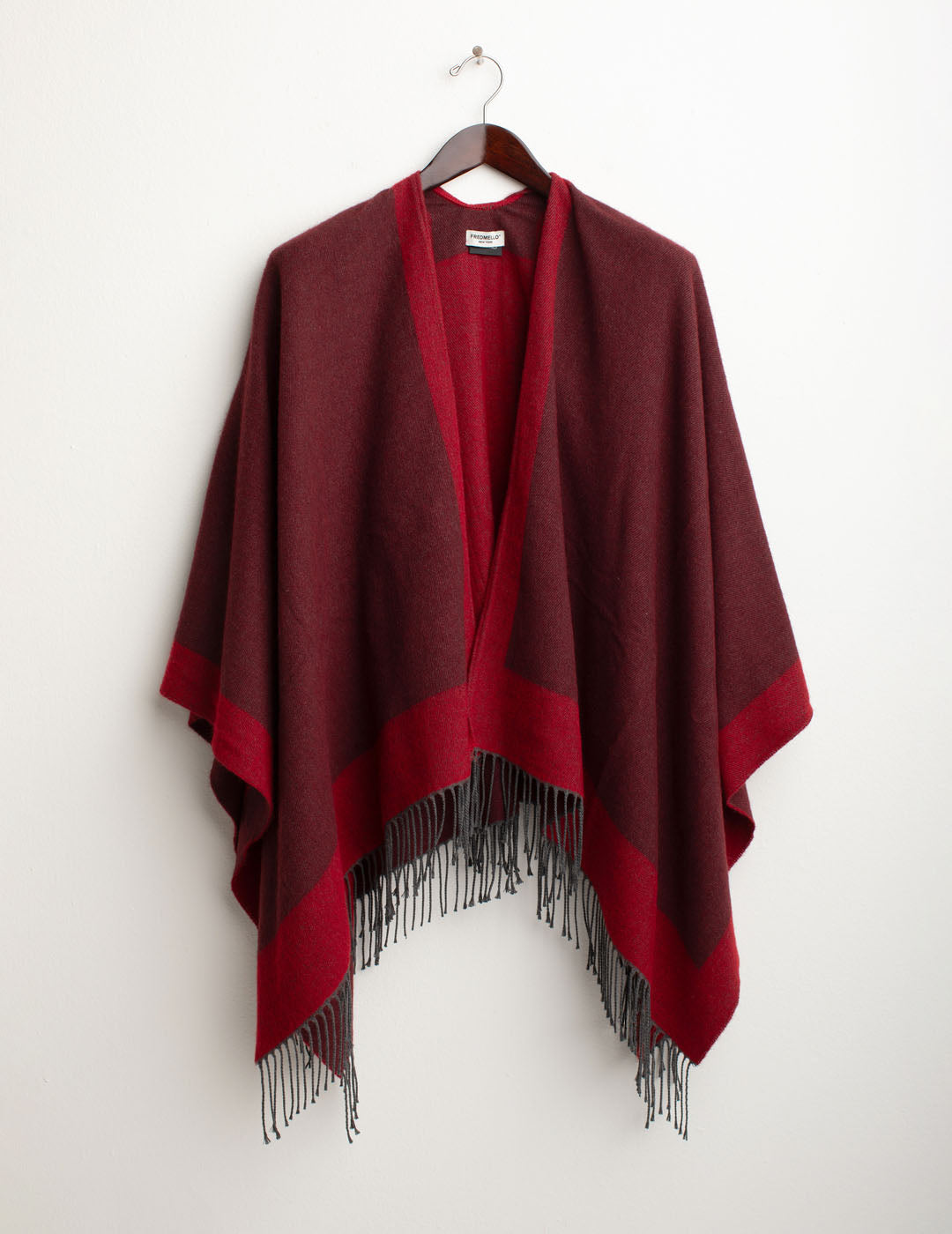 Fringed cape woman red fw25w20ku cc-a0301 Fringed cape