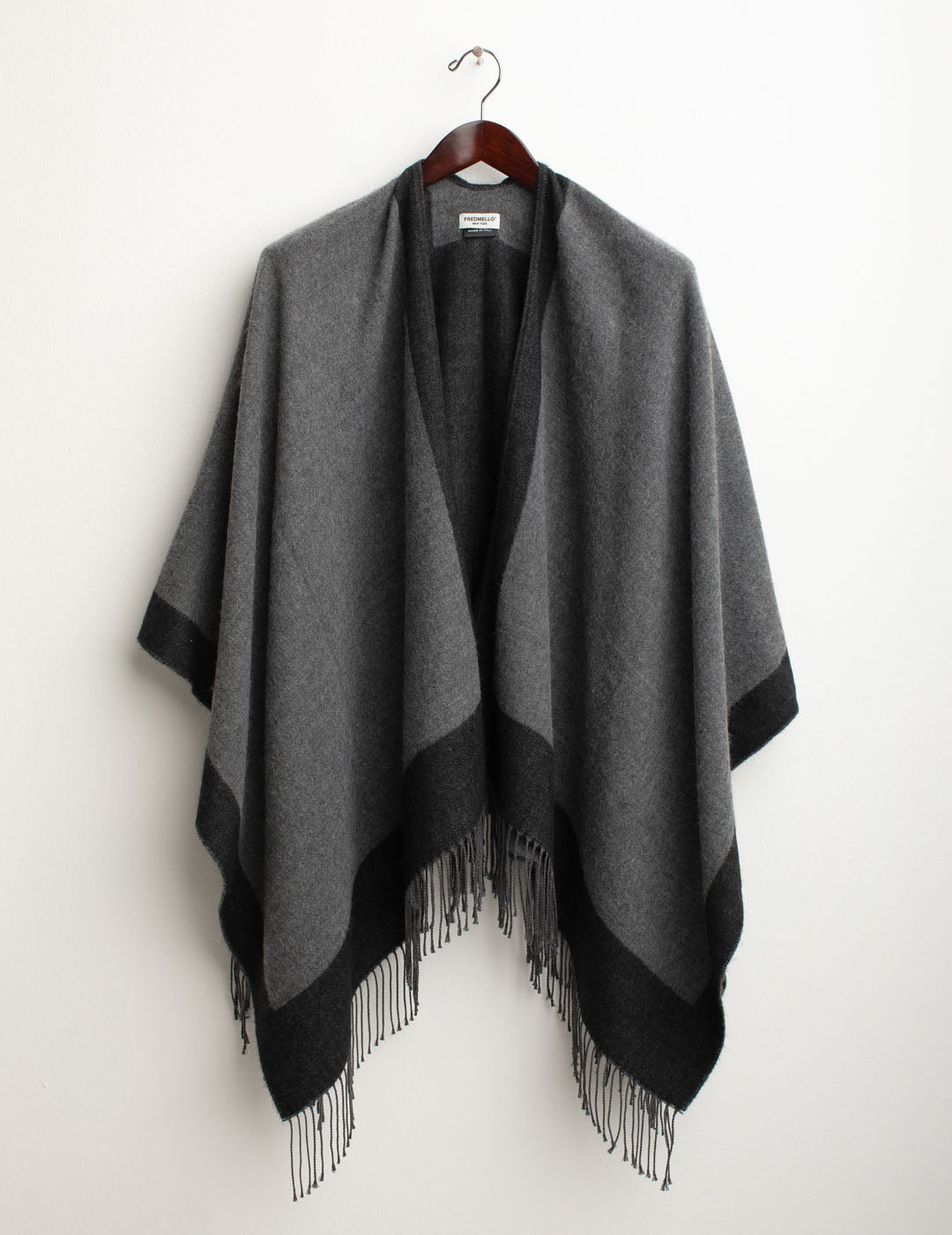 Fringed cape woman dark gray fw25w20ku cc-a0903 Fringed cape