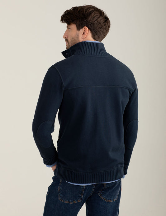 Stand-up collar sweatshirt with buttons - back - 002
