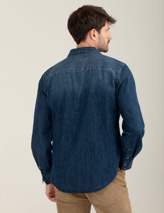 Camicia denim western effetto used - back - 002