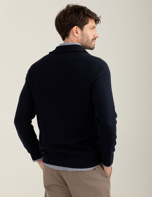 Maglia full zip in maglia a coste - back - 002