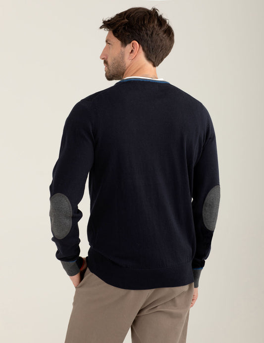 Maglia girocollo con dettagli in contrasto - back - 002