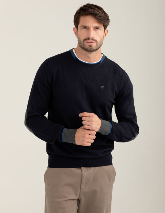 Maglia girocollo con dettagli in contrasto uomo blue fm25w14mg cc-a0601