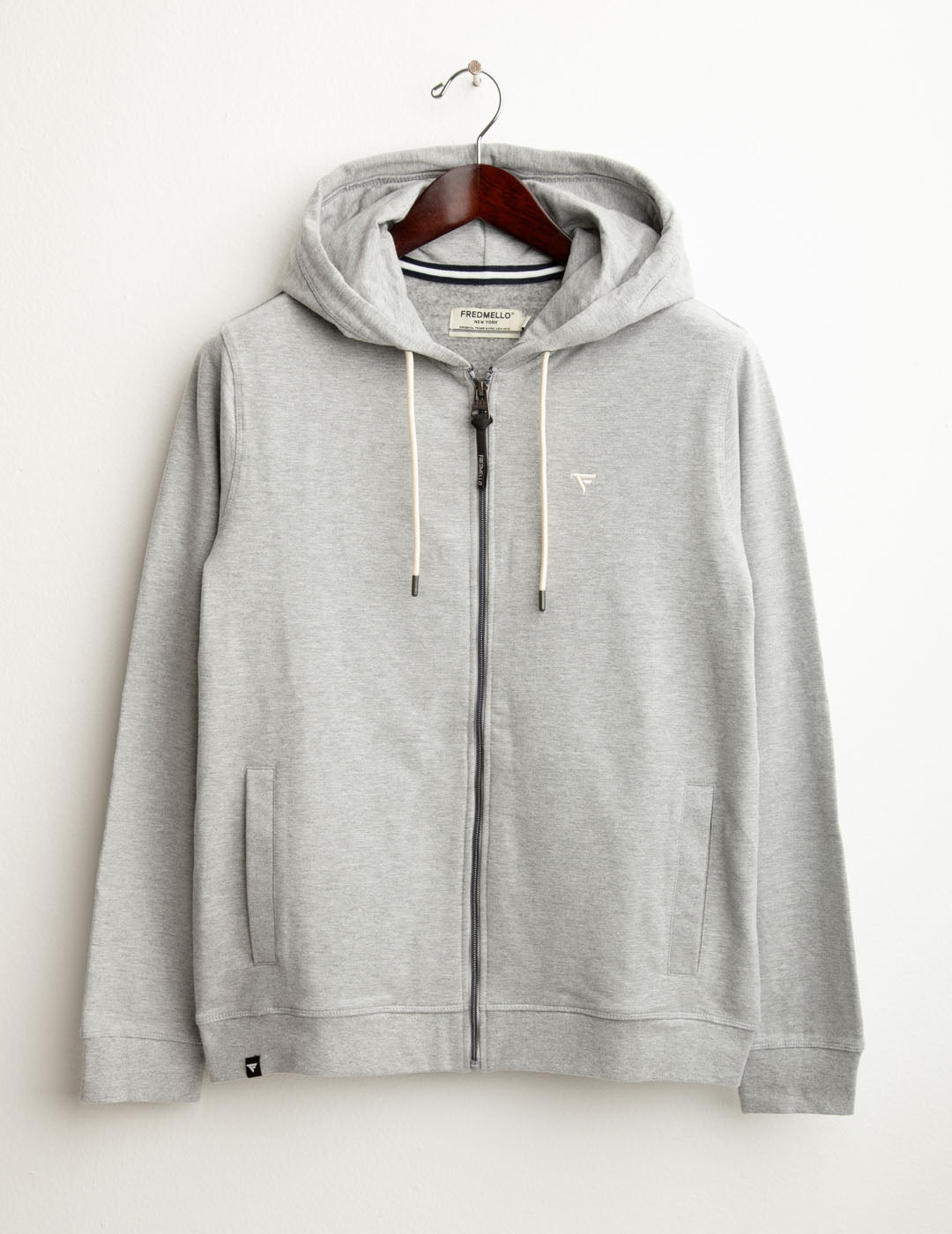 Felpa full zip con cappuccio gray melange Uomo FM25W02FZ – Fredmello Felpa full zip con cappuccio gray melange Uomo FM25W02FZ – Fredmello