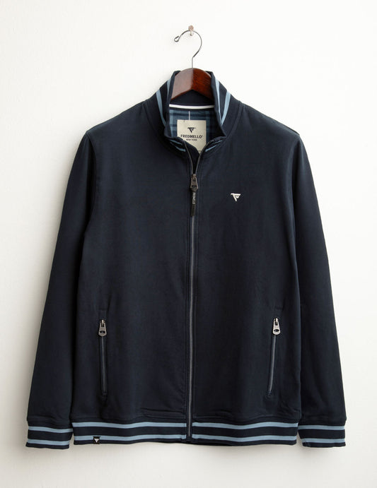 Felpa full zip con collo in piedi uomo blue fm25w03fz cc-a0601