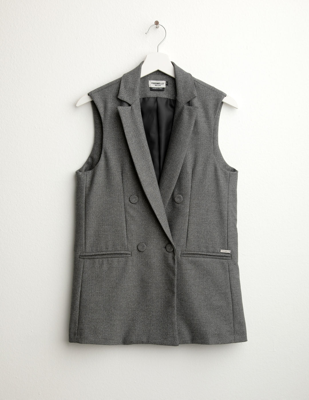 Blazer smanicato doppiopetto donna dark gray fw25w01bt cc-a0903 Blazer smanicato doppiopetto