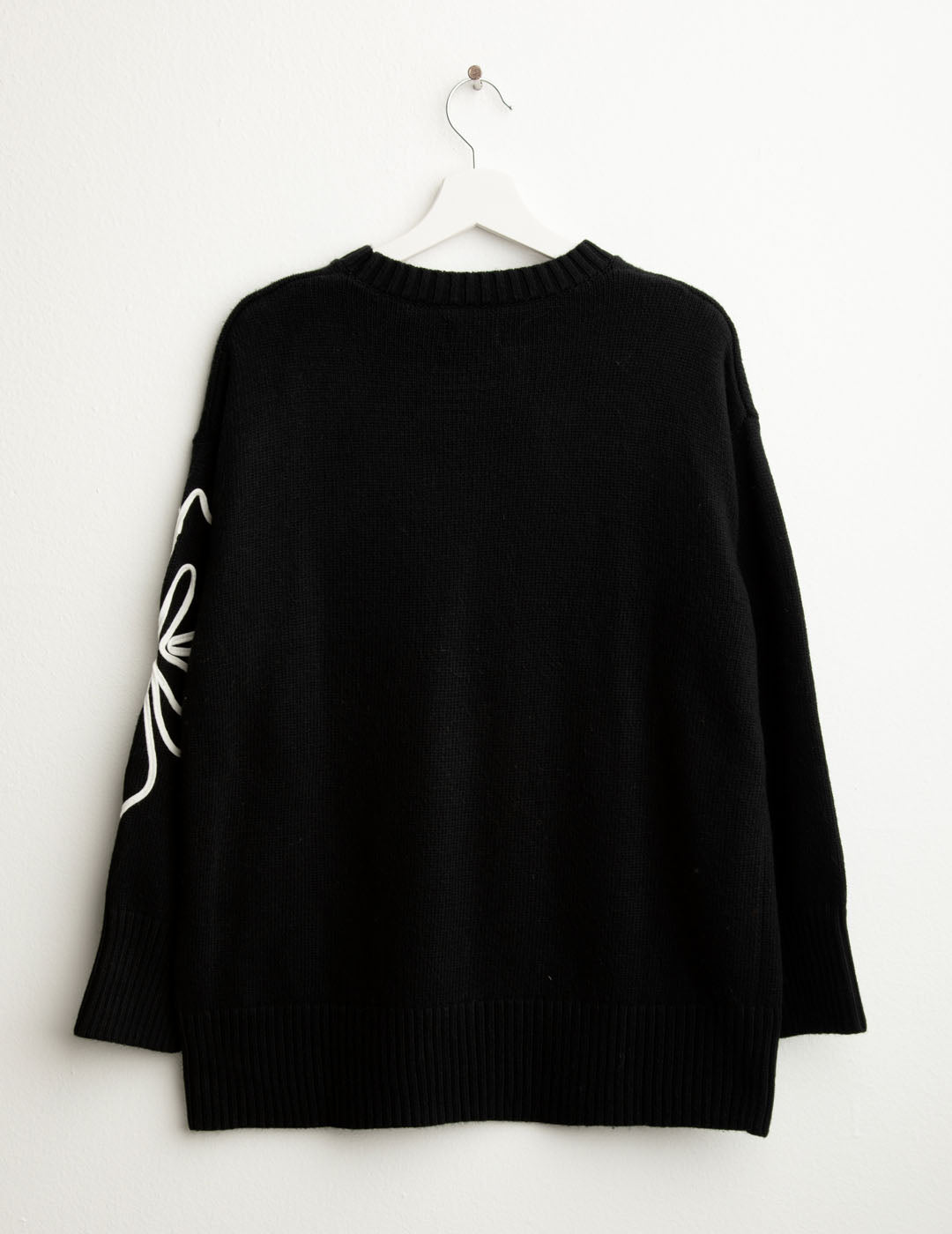 Maglia girocollo floreale ricamata donna black fw25w11mg cc-a0951 Maglia girocollo floreale ricamata