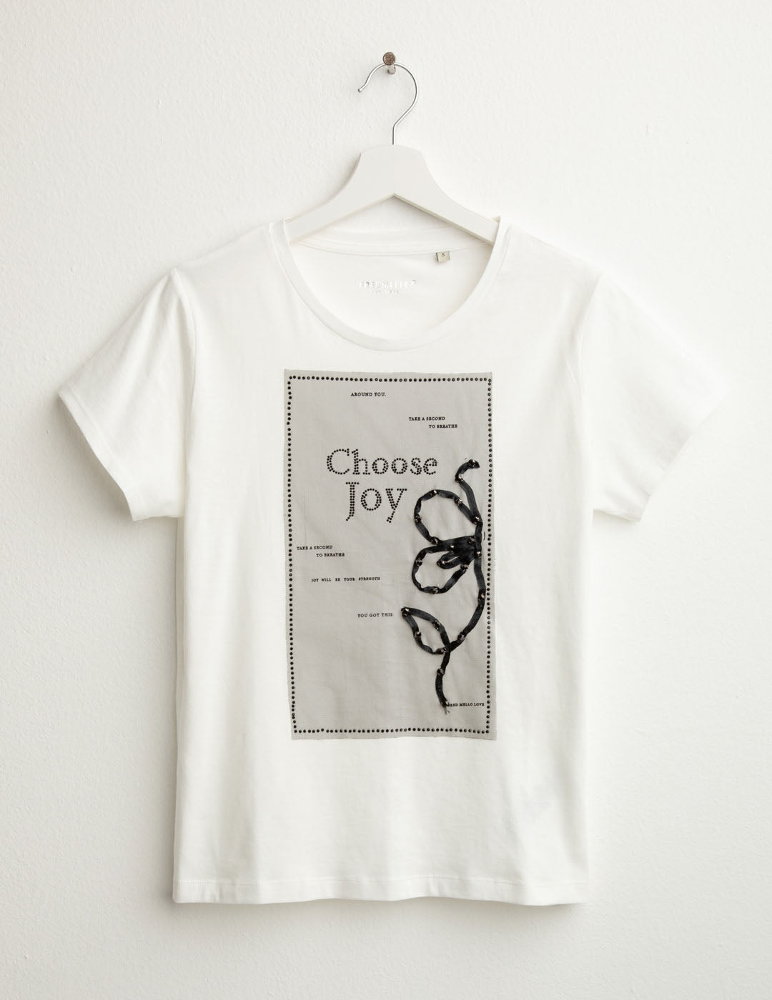 Tulle patch and rhinestone T-shirt woman off white fw25w02tg cc-a0002 Tulle patch and rhinestone T-shirt