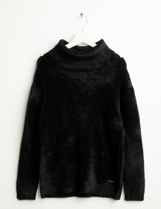 Maglia dolcevita effetto pelliccia donna black fw25w23md cc-a0951