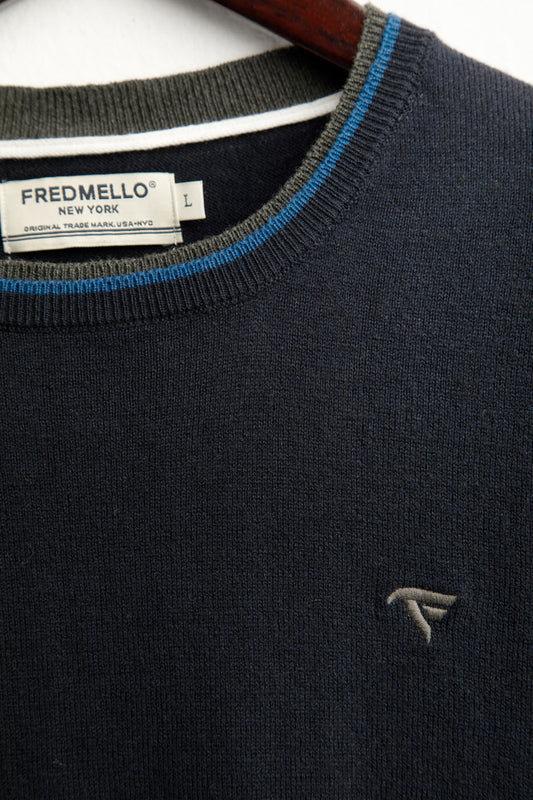 Maglia girocollo con dettagli a contrasto - back - 002