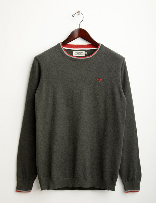 Maglia girocollo con dettagli a contrasto uomo army fm25w15mg cc-a0804