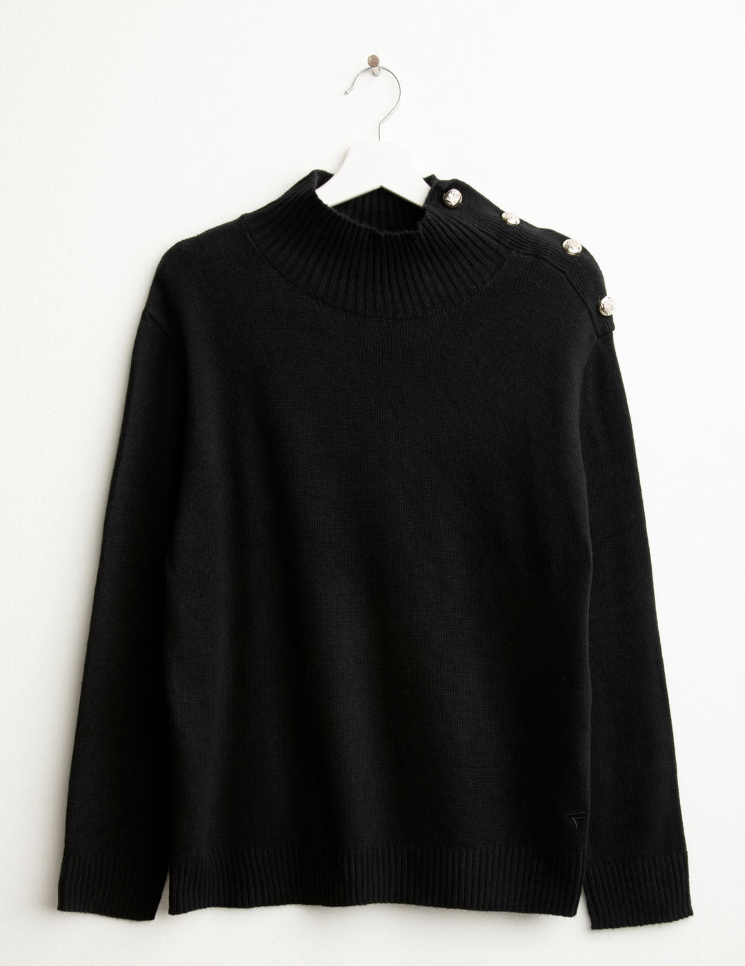 Maglia dolcevita con bottoni araldici donna black fw25w06md cc-a0951 Maglia dolcevita con bottoni araldici