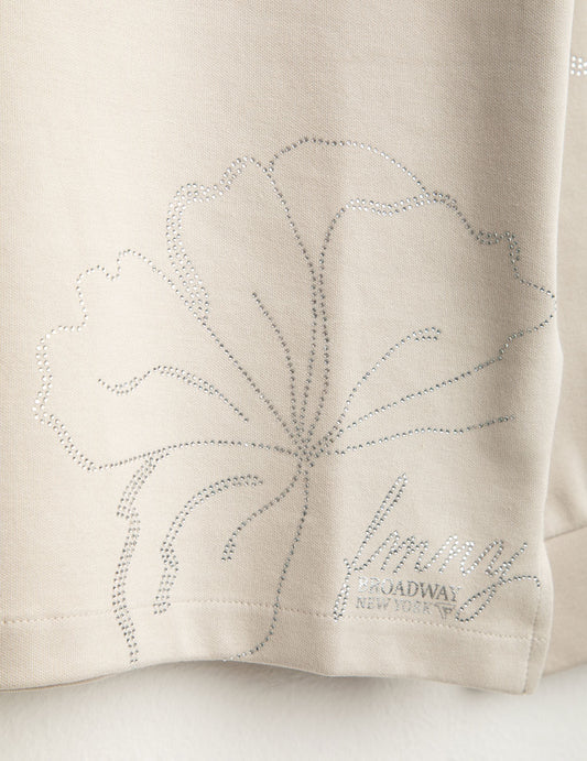 Felpa girocollo con strass e fiori - back - 002