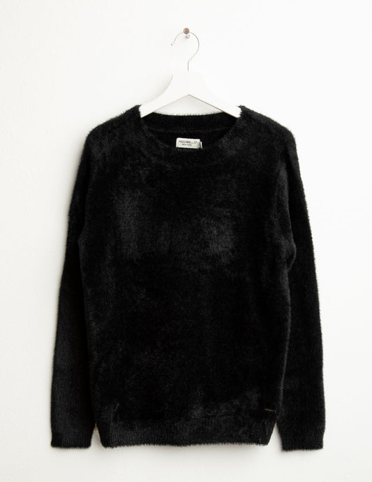 Maglia girocollo effetto pelliccia donna black fw25w24mg cc-a0951