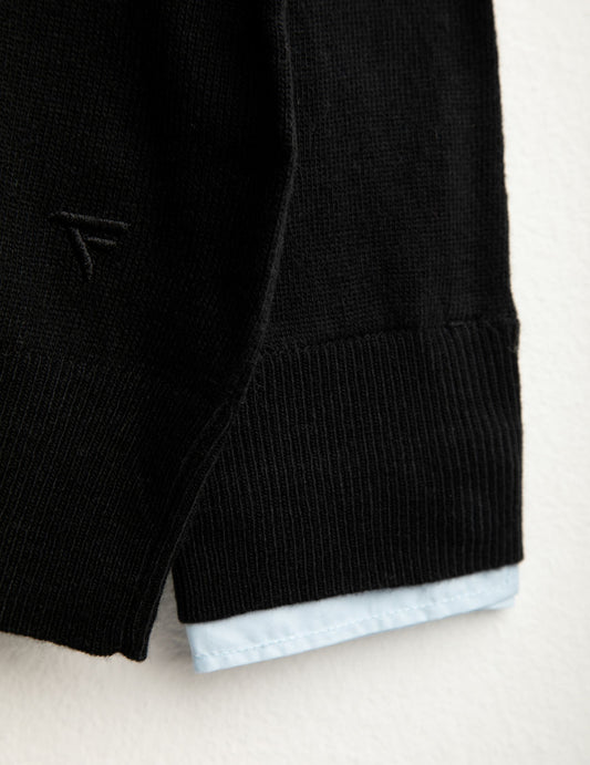 Maglia con colletto in tessuto camicia - back - 002