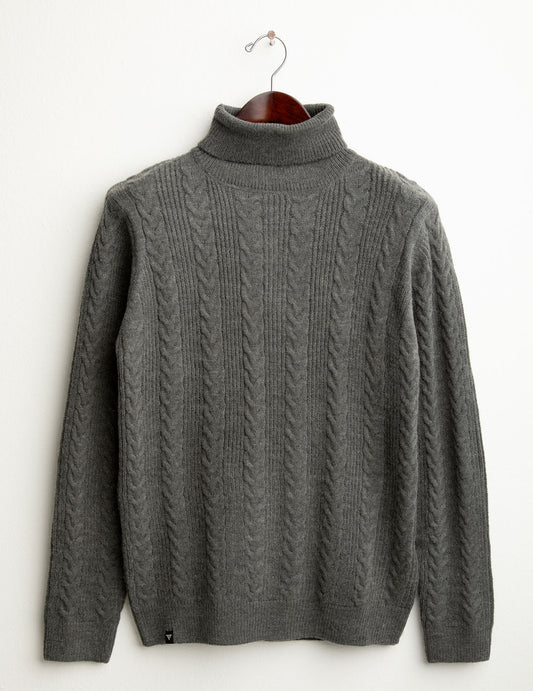 Maglia dolcevita con lavorazione a trecce uomo antracite melange fm25w05md cc-a0953