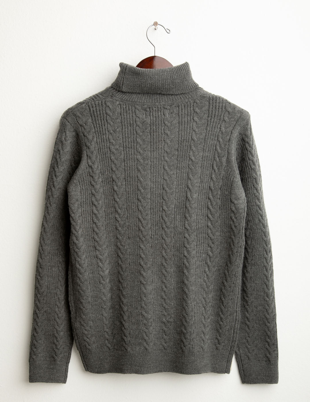 Maglia dolcevita con lavorazione a trecce uomo antracite melange fm25w05md cc-a0953 Maglia dolcevita con lavorazione a trecce