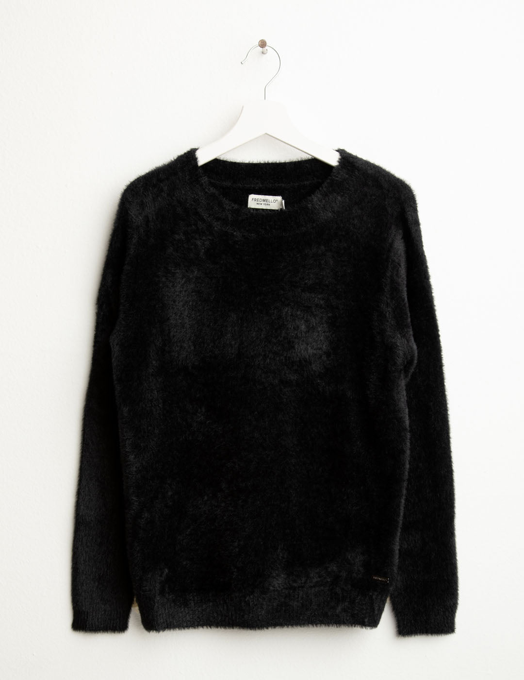 Maglia girocollo effetto pelliccia donna black fw25w24mg cc-a0951 Maglia girocollo effetto pelliccia