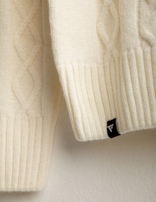 Maglia girocollo con lavorazione a trecce e rombi - back - 002