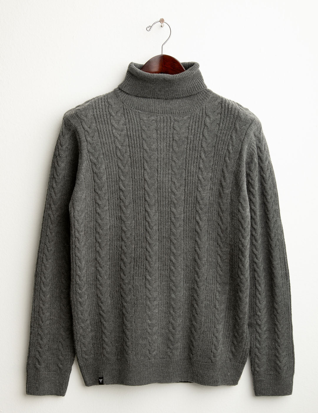 Maglia dolcevita con lavorazione a trecce uomo antracite melange fm25w05md cc-a0953 Maglia dolcevita con lavorazione a trecce