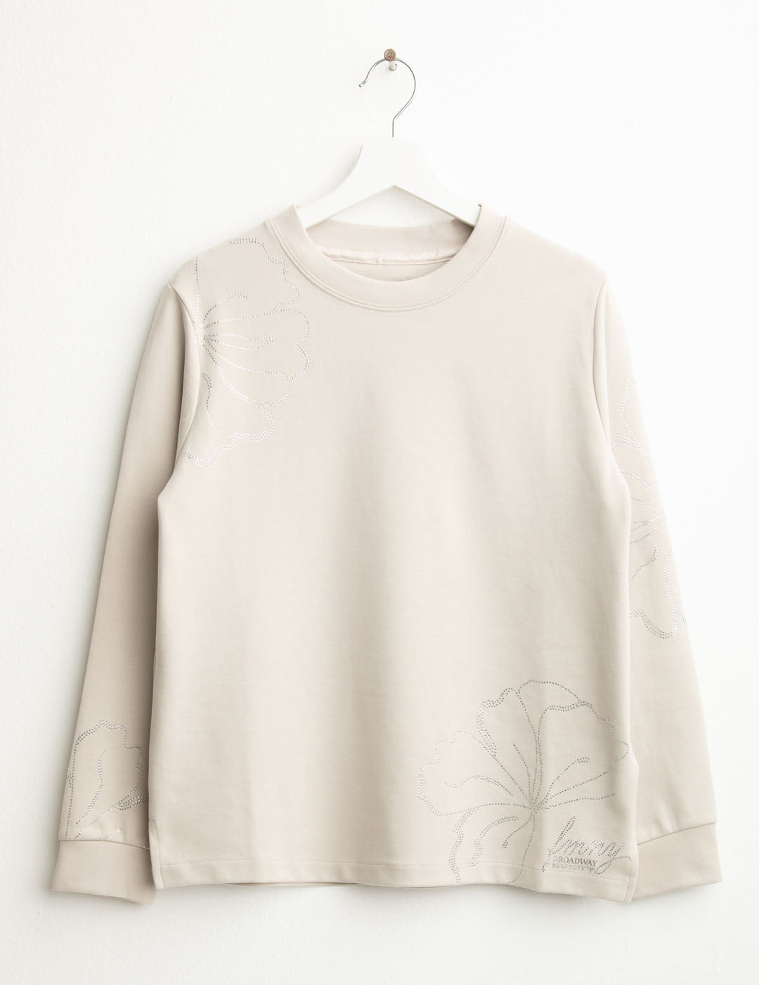 Crew-neck sweatshirt with rhinestone details woman ice fw25w06fg cc-a0005 Crew-neck sweatshirt with rhinestone details