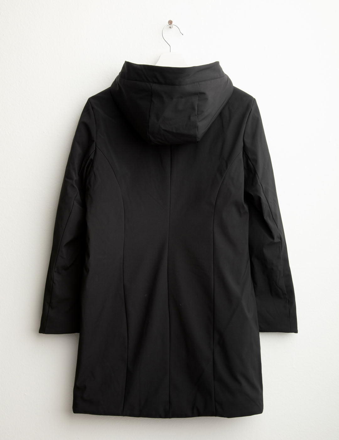Giubbino lungo in soft shell con interno in pelliccia sintetica donna black fw25w11ku cc-a0951 Giubbino lungo in soft shell con interno in pelliccia sintetica