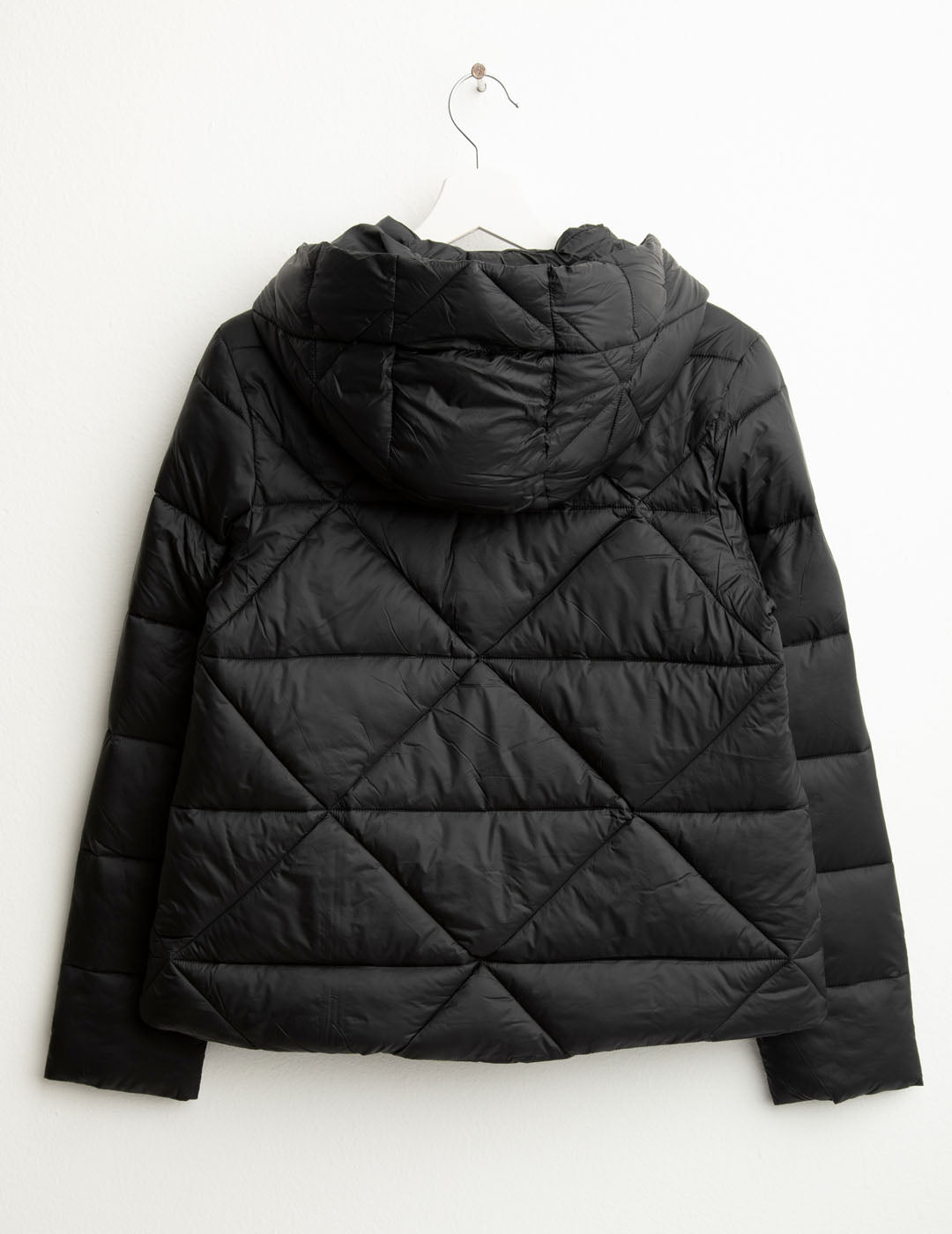 Piumino due toni con cappuccio donna black fw25w08ku cc-a0951 Piumino due toni con cappuccio