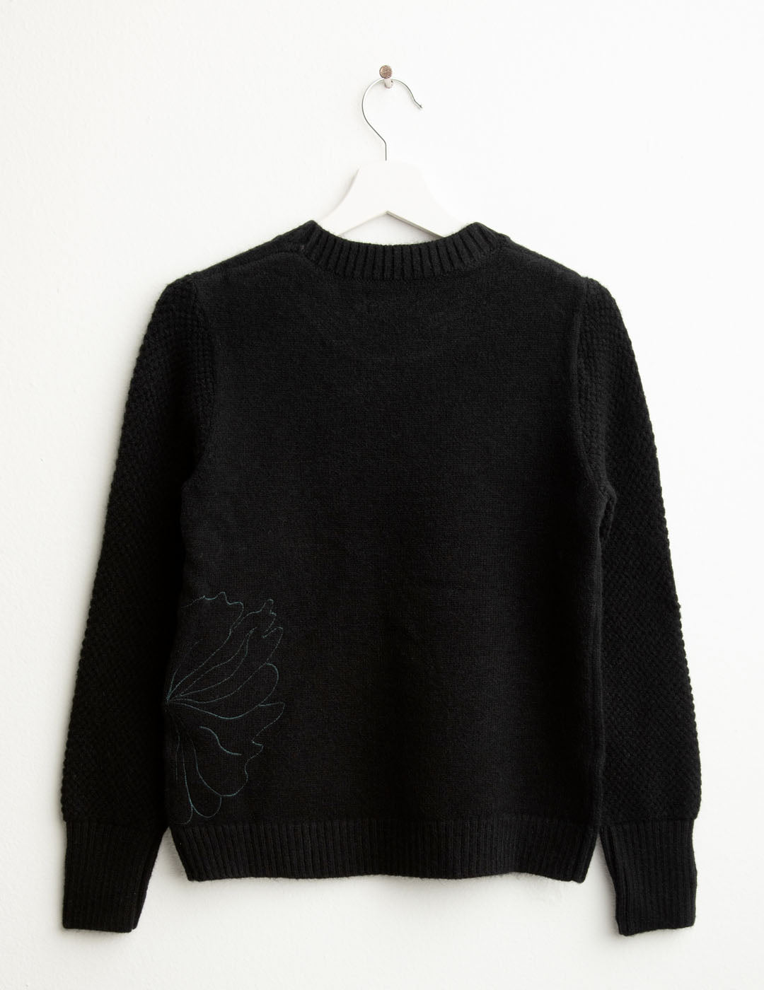 Maglia girocollo floreale ricamata con filo lurex donna black fw25w56mg cc-a0951 Maglia girocollo floreale ricamata con filo lurex