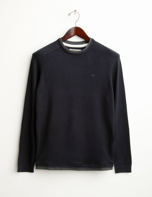 Maglia girocollo raglan con dettagli a contrasto uomo blue fm25w20mg cc-a0601