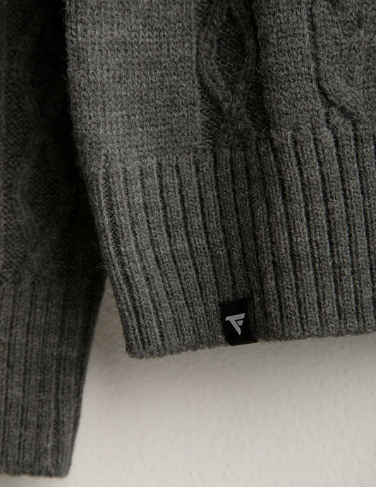 Maglia girocollo con lavorazione a trecce e rombi - back - 002