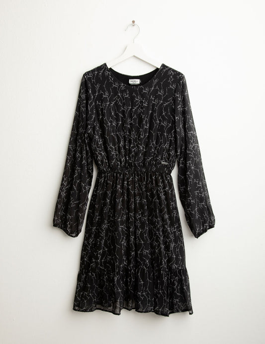 Abito in georgette stampata donna black fw25w04as cc-a0951