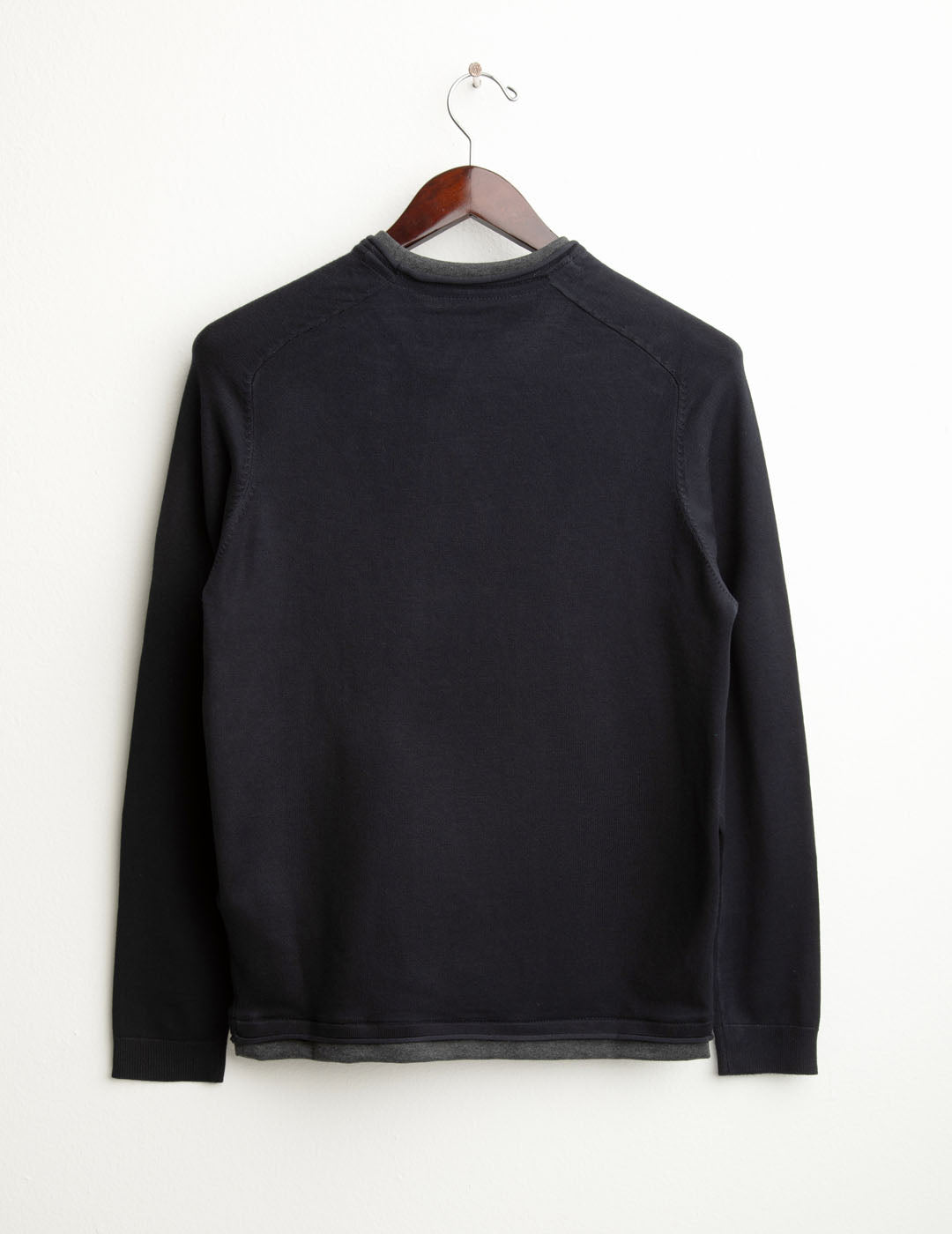 Maglia girocollo raglan con dettagli a contrasto uomo blue fm25w20mg cc-a0601 Maglia girocollo raglan con dettagli a contrasto