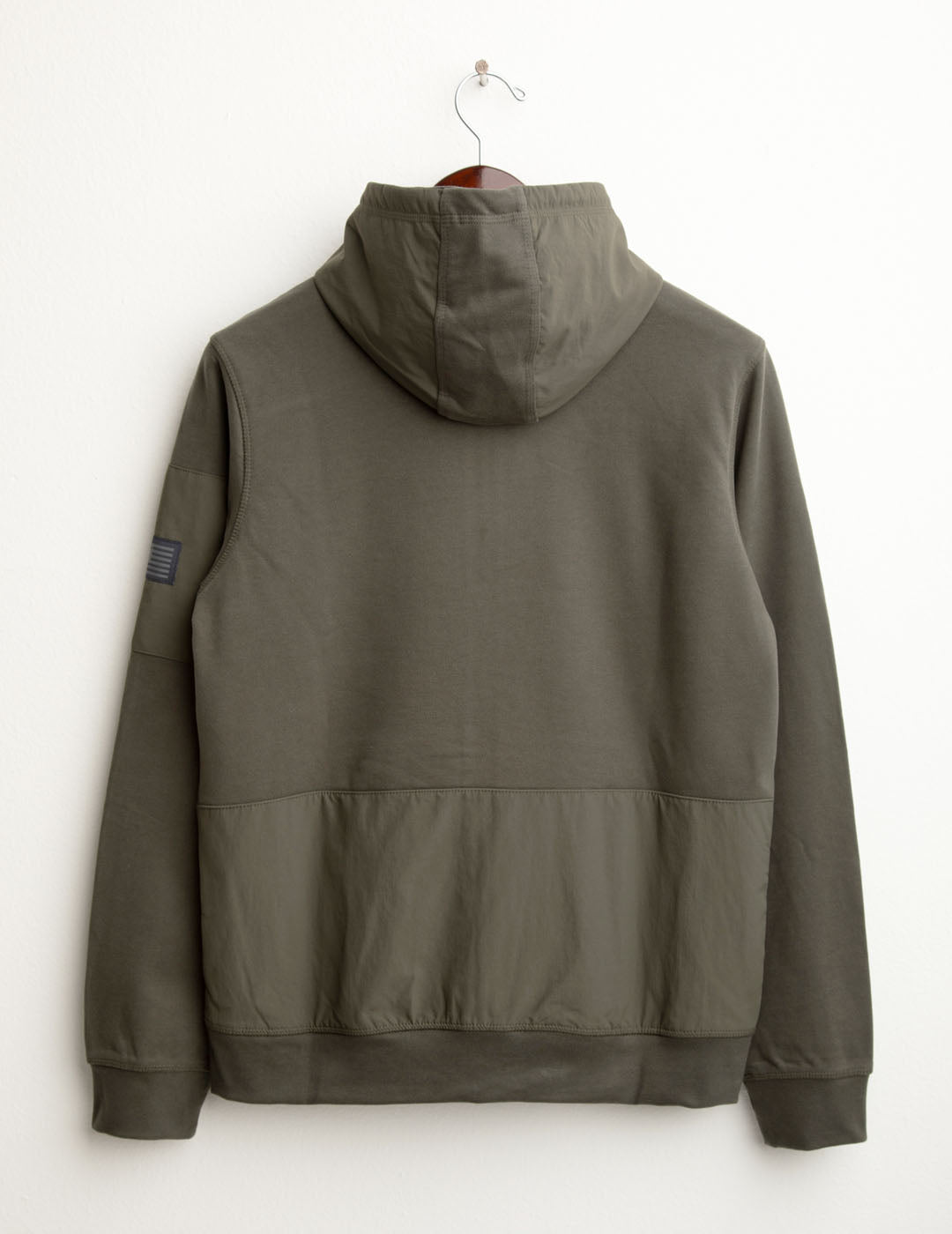 Felpa full zip con cappuccio e dettagli in nylon uomo army fm25w11fz cc-a0804 Felpa full zip con cappuccio e dettagli in nylon