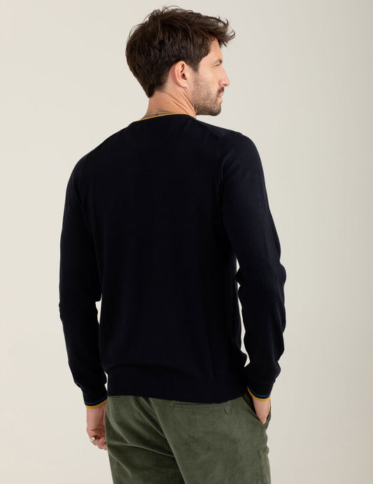 Maglia girocollo con dettagli in contrasto - back - 002