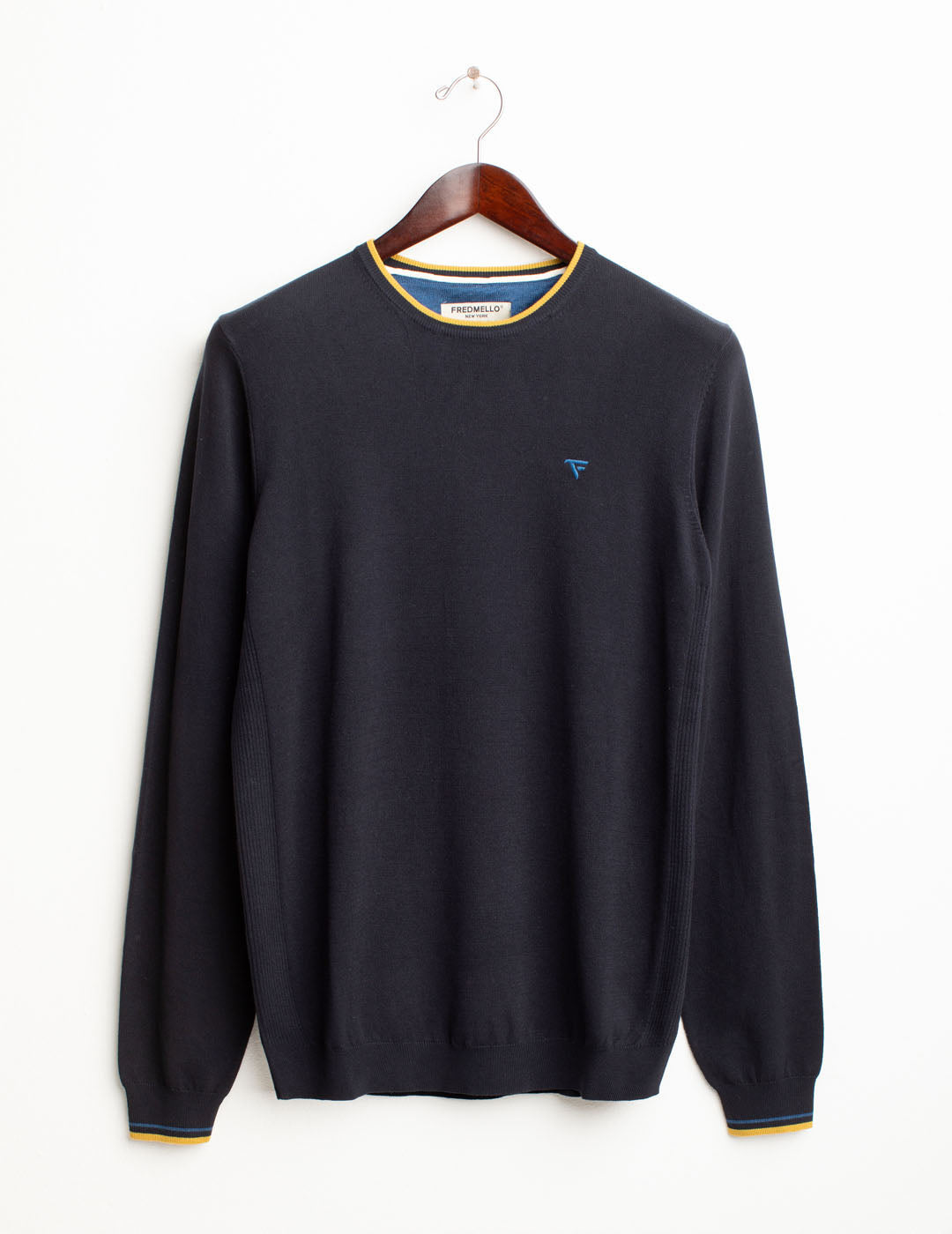 Maglia girocollo con dettagli in contrasto uomo blue fm25w16mg cc-a0601 Maglia girocollo con dettagli in contrasto