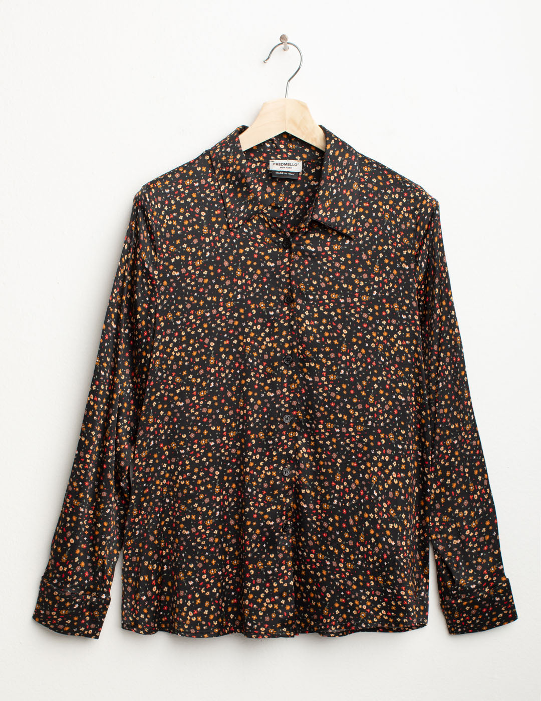 Camicia in raso stretch stampato donna multicolor fw25w10cs cc-a1406 Camicia in raso stretch stampato