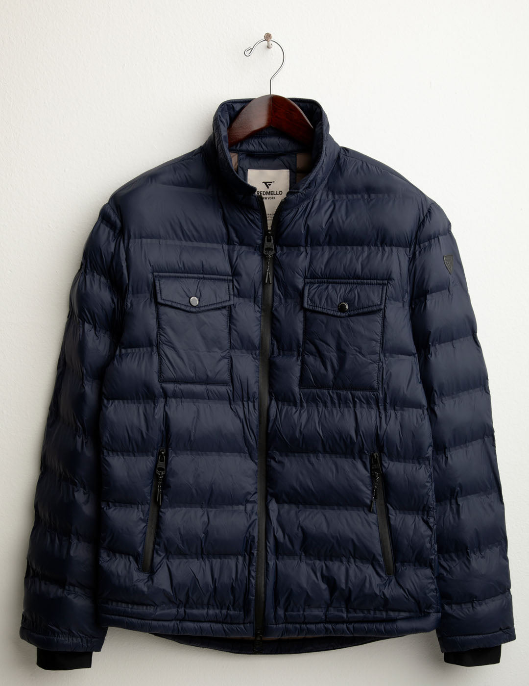 Piumino con collo camicia uomo blue fm25w11kd cc-a0601 Piumino con collo camicia