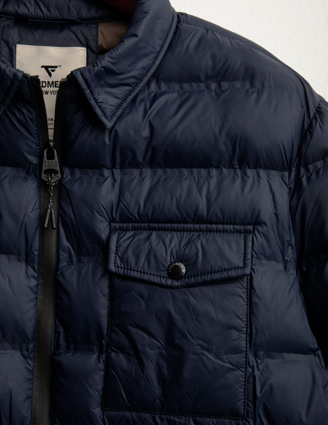 Piumino con collo camicia uomo blue fm25w11kd cc-a0601 Piumino con collo camicia