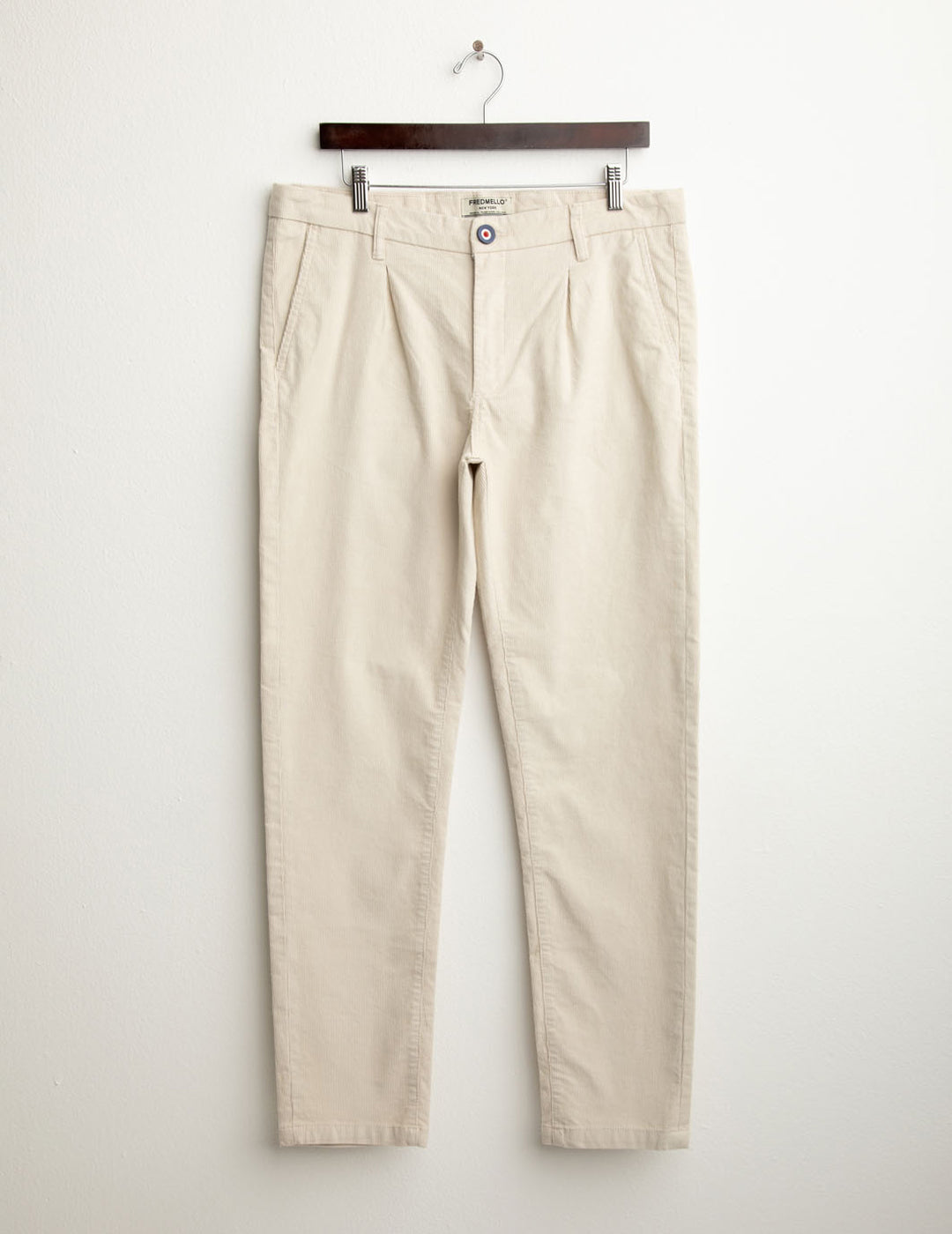 Corduroy chino trousers with front pleats man ivory fm25w11pu cc-a0910 Corduroy chino trousers with front pleats