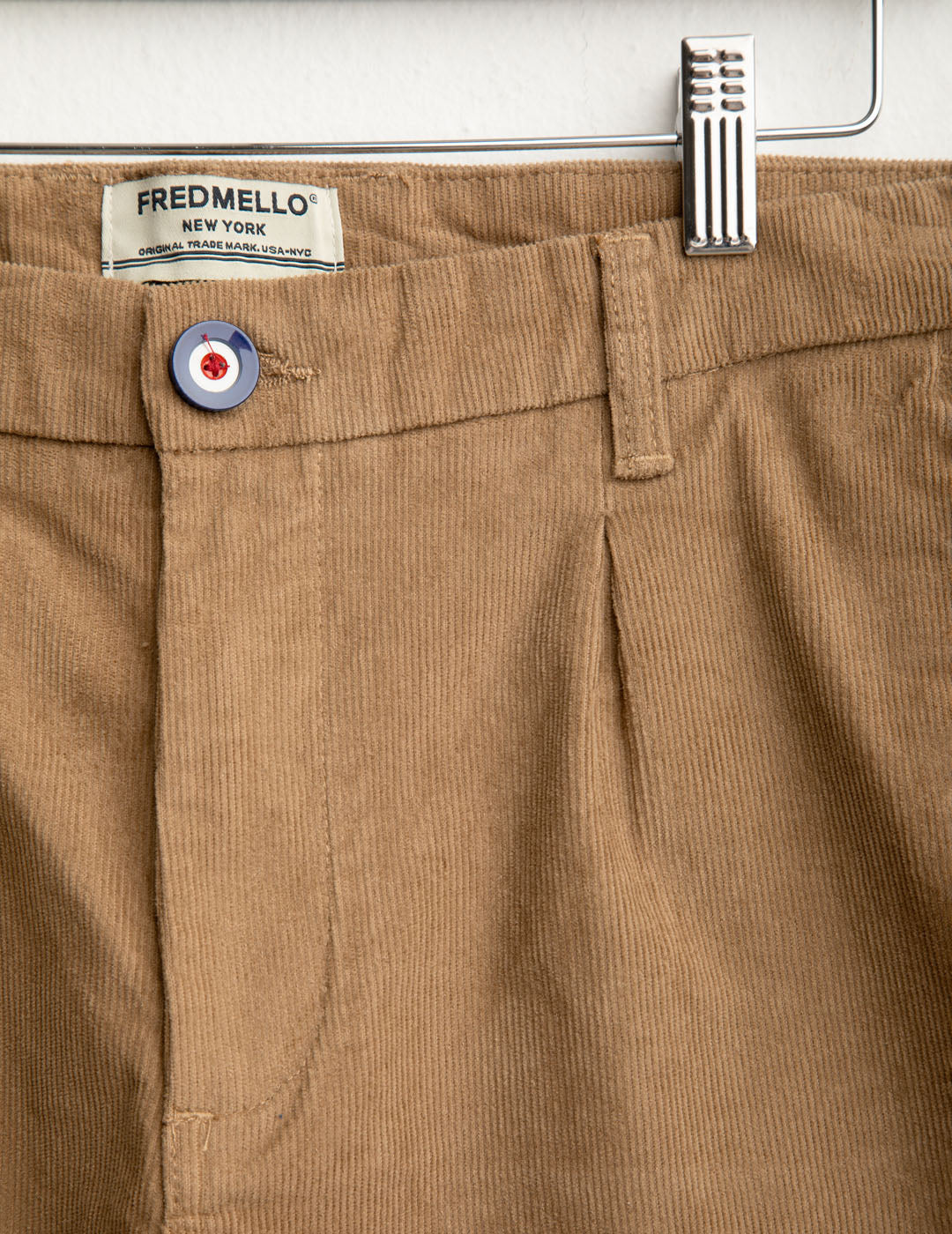 Corduroy chino trousers with front pleats man honey fm25w11pu cc-a0154 Corduroy chino trousers with front pleats