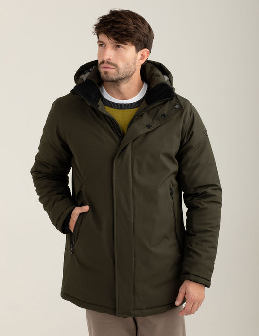Parka in soft-shell con cappuccio staccabile - back - 002