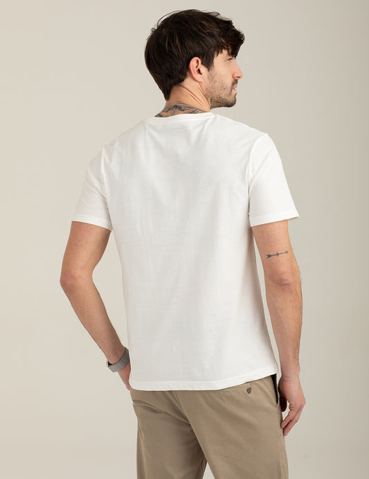 Crew Neck T-Shirt with Distressed Print - back - 002
