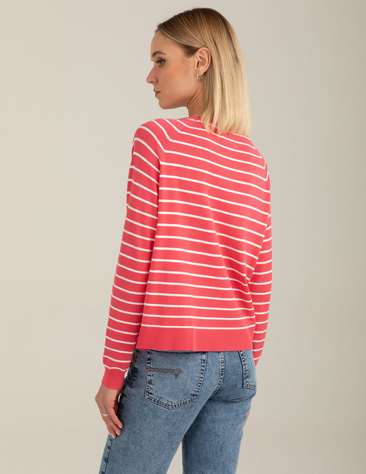 Maglia girocollo raglan a righe - back - 002