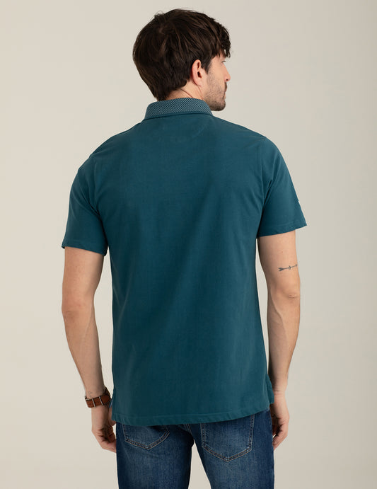 Short-Sleeve Polo with Jacquard Details - back - 002