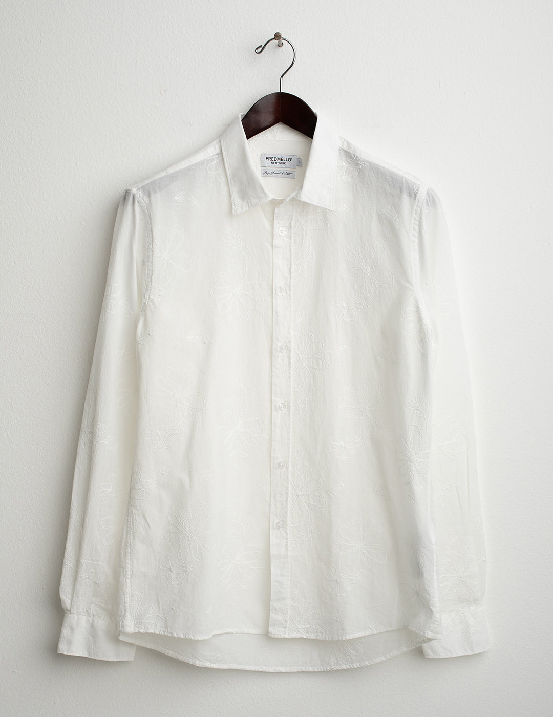 Camicia in tessuto ricamato allover uomo white fm26s06cu cc-a0001 Camicia in tessuto ricamato allover