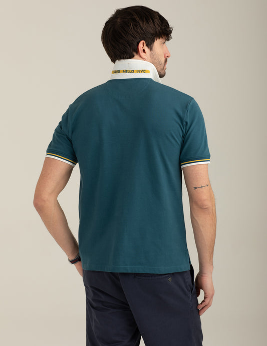 Polo in piquet stretch - back - 002