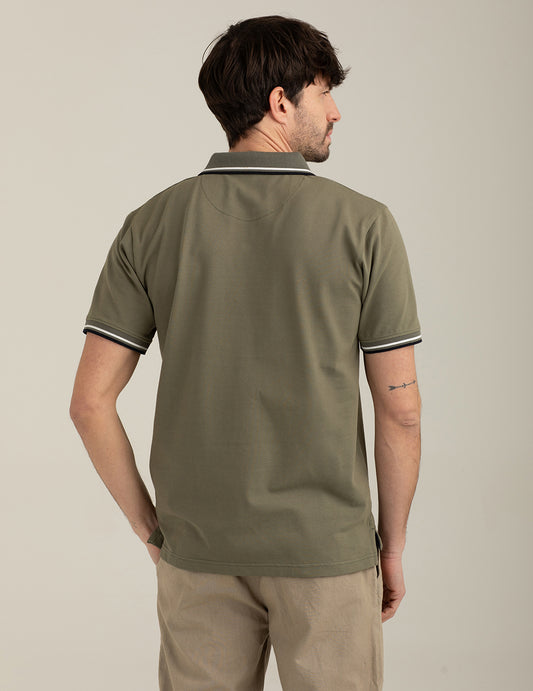 Stretch Piqué Polo Shirt - back - 002