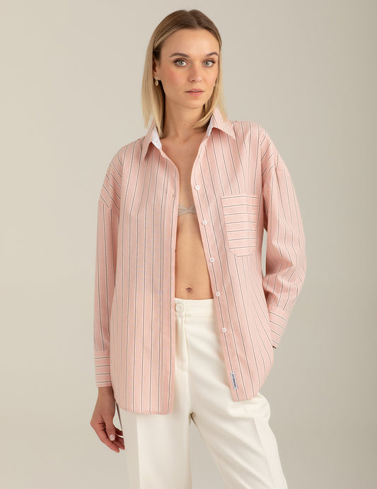 Camicia a manica lunga a righe - back - 002