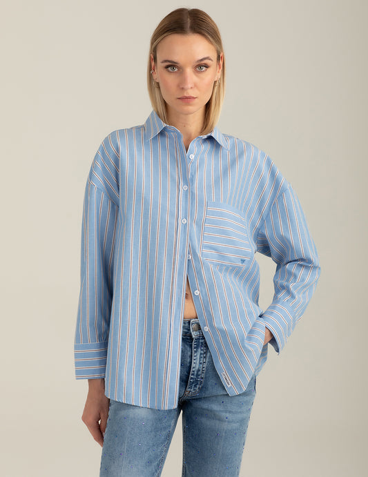 Camicia a manica lunga a righe - back - 002
