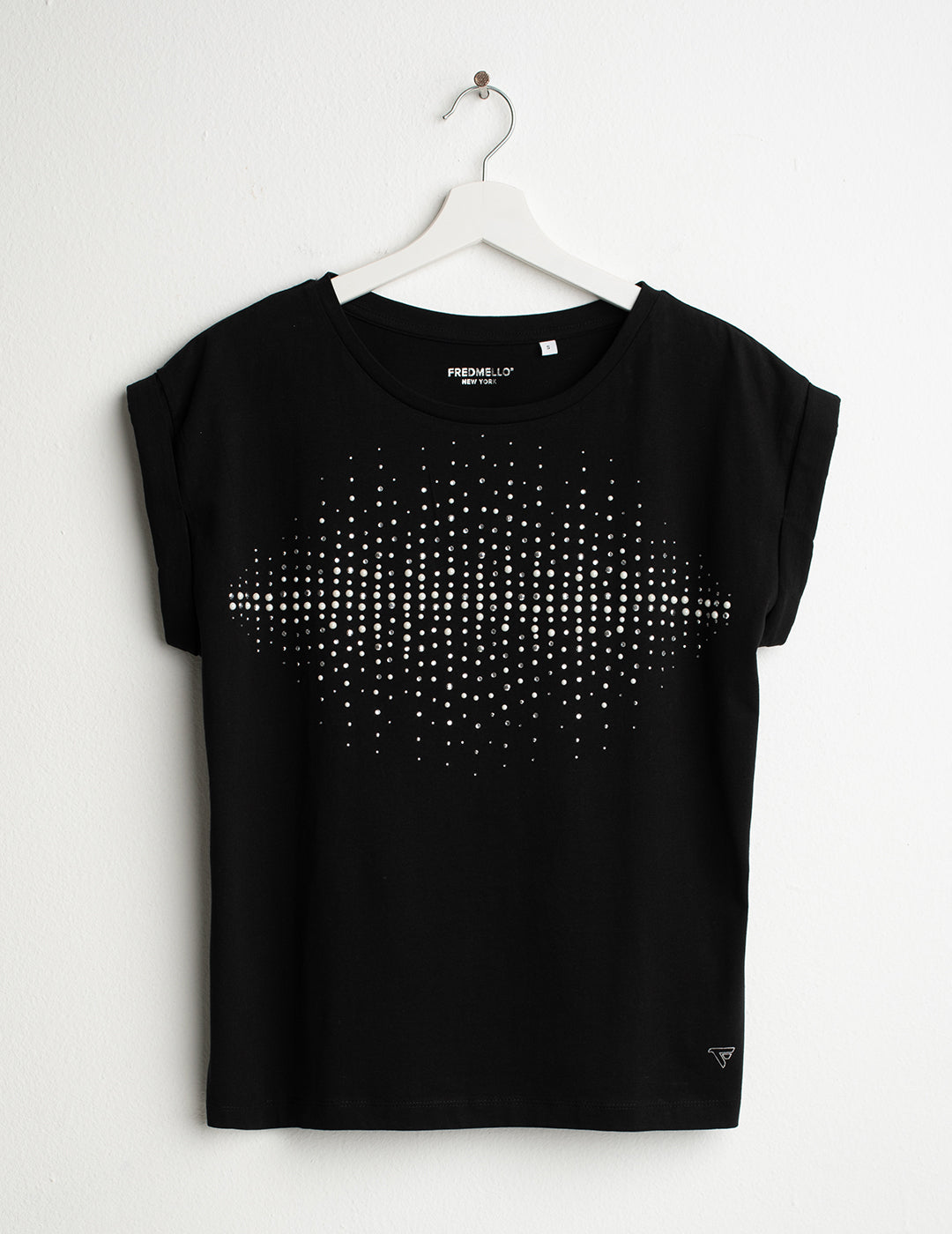 Crew Neck T-Shirt with Pearl and Stud Embellishments woman black fw26s20tg cc-a0951 Crew Neck T-Shirt with Pearl and Stud Embellishments